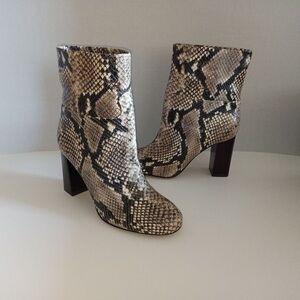 TORY BURCH Kira Snakeskin Leather Embossed Women's Ankle Booties 🔶